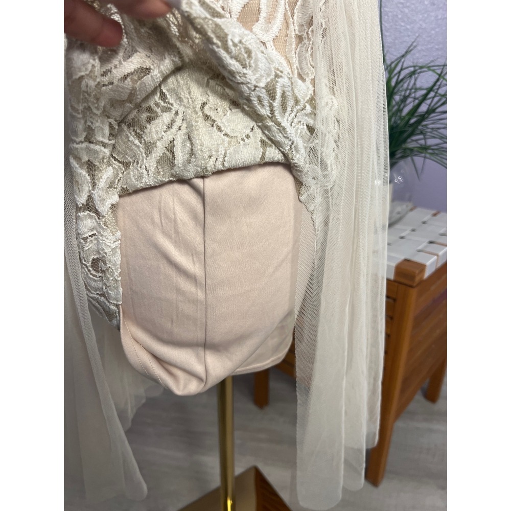 Ark & Co Ivory Lace Tulle Sweetheart Mini Dress Sz M Boho Bridal Cocktail - Picture 15 of 16